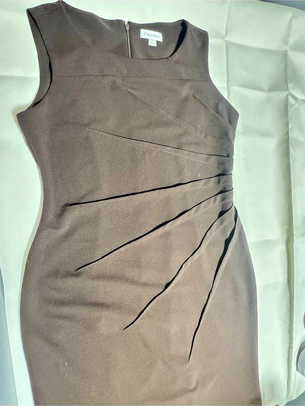 Calvin Klein Sleeveless Draped Mini Dress Brown Size 14 Like New